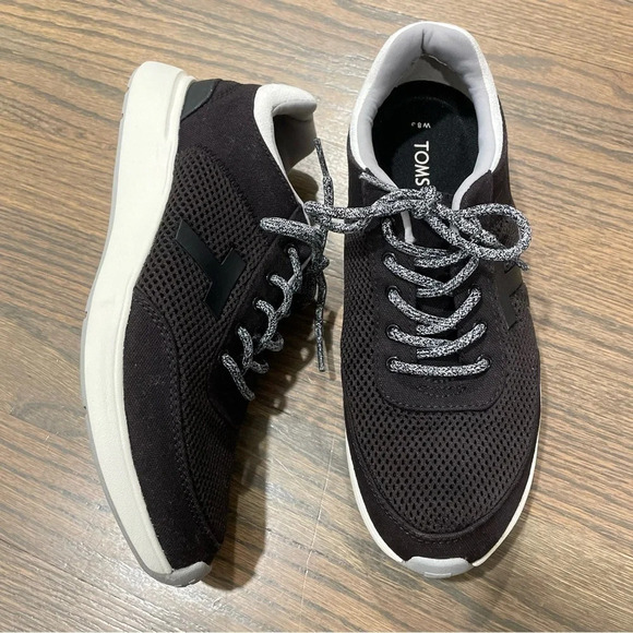 TOMS Arroyo Black Canvas Mesh Retro Inspired Lace Up Sneakers Women 8.5 - Picture 10 of 10